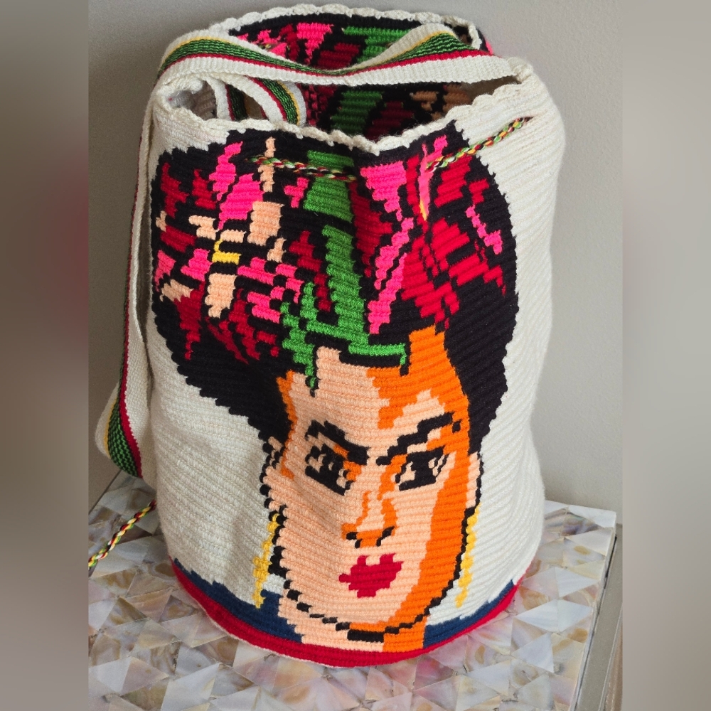 Colorful Frida Kahlo Handmade Woven Bag - Picture 2 of 8